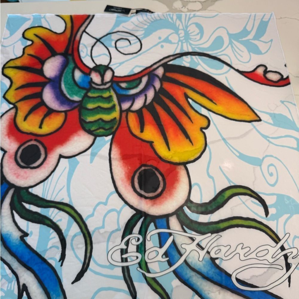 Ed Hardy Colorful Graphic Art Print swim Wrap or scarf